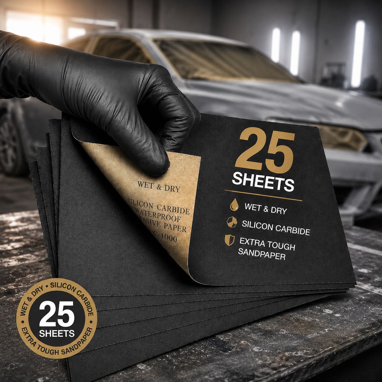 LiME LiNE Automotive Grade Silicon Carbide Wet or Dry Sand Paper - Sanding Sheets 25 Pack