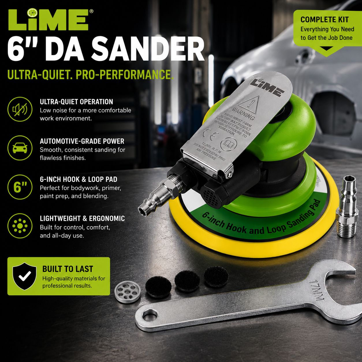 LiME LiNE 6" Automotive Dual Action Orbital Sander for Custom Painting & Auto Body