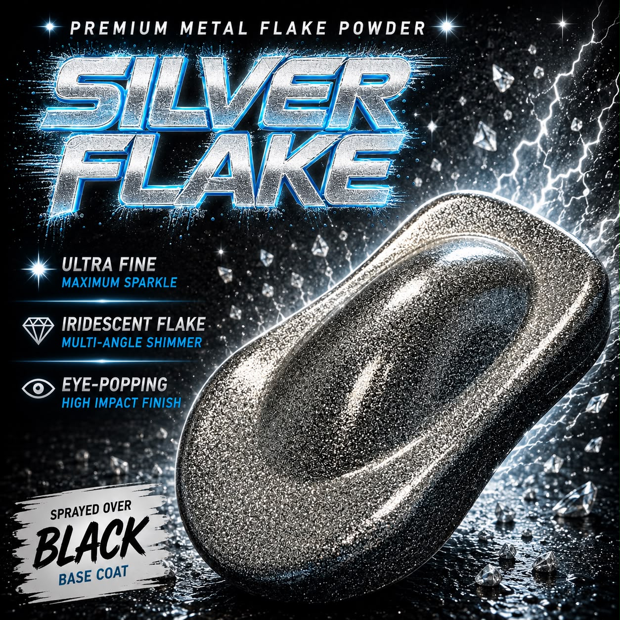 LiME LiNE Sprayable Metal Flake Paint Additive: Solvent Resistant Glitter for Automotive Custom Painting