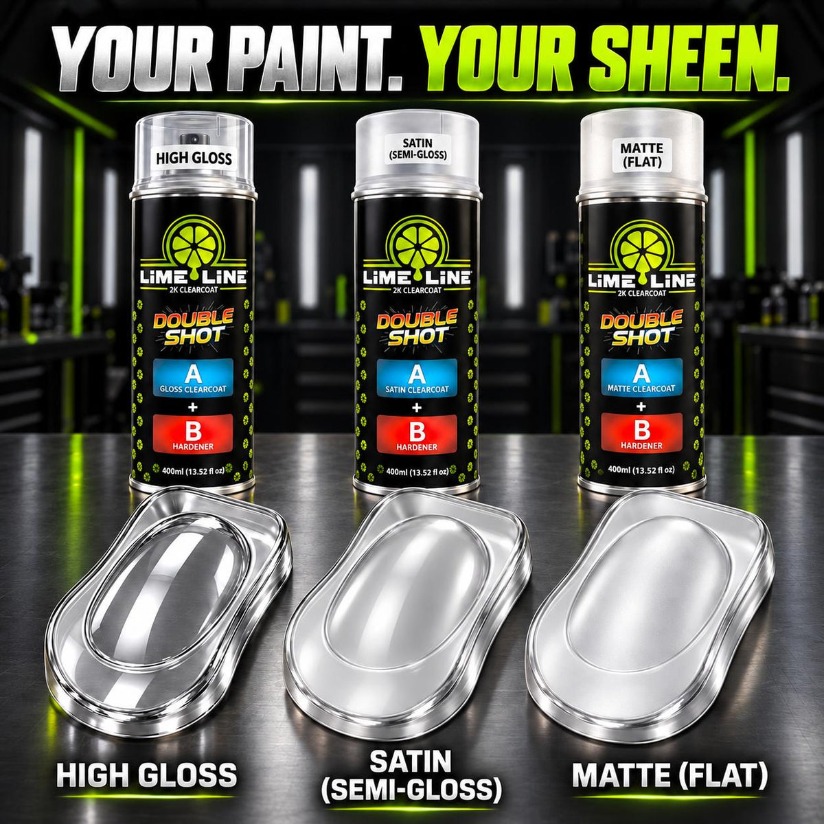 LiME LiNE Double Shot Automotive 2K Flat Clearcoat Aerosol - Professional Matte Finish Spray Paint for Auto Body & Custom Paint