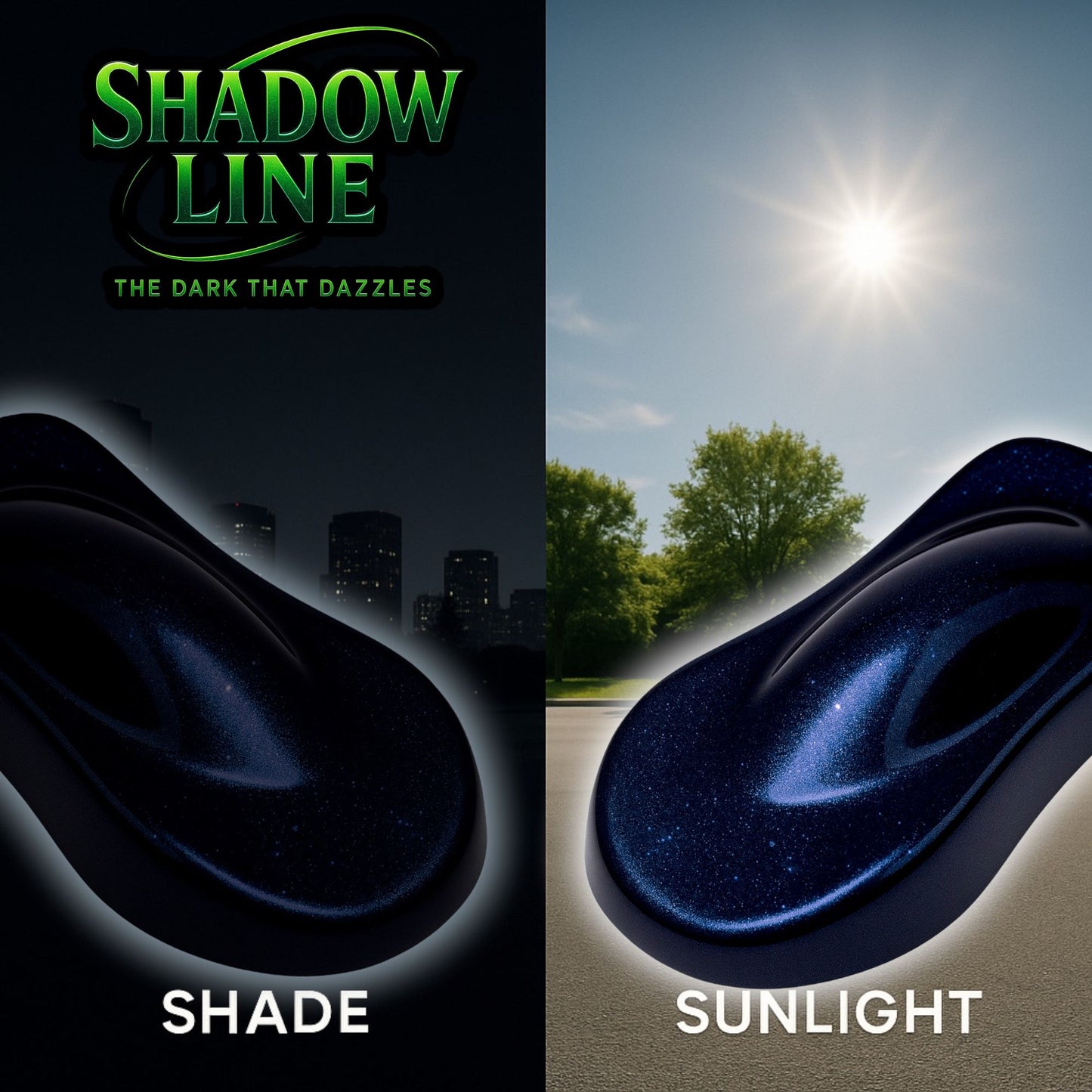 LiME LiNE Shadow LiNE Automotive Basecoat - Changes with Light - Black in the Shadows, Dazzling Metallic Under Light - 2K Clearcoat Topcoat Required