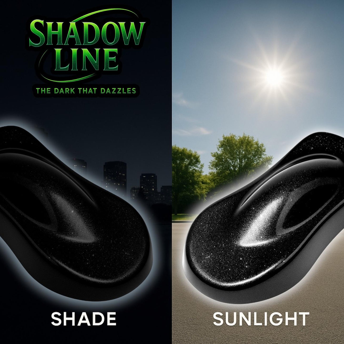 LiME LiNE Shadow LiNE Automotive Basecoat - Changes with Light - Black in the Shadows, Dazzling Metallic Under Light - 2K Clearcoat Topcoat Required