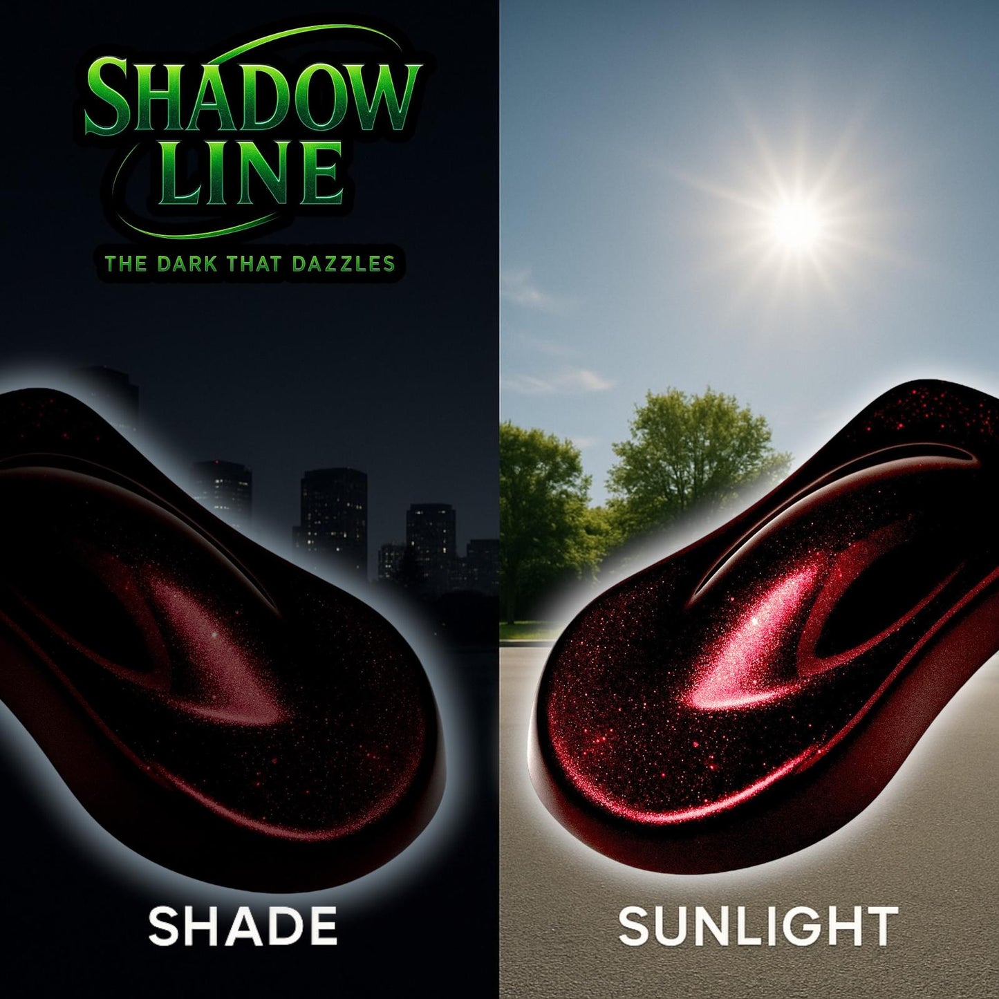 LiME LiNE Shadow LiNE Automotive Basecoat - Changes with Light - Black in the Shadows, Dazzling Metallic Under Light - 2K Clearcoat Topcoat Required
