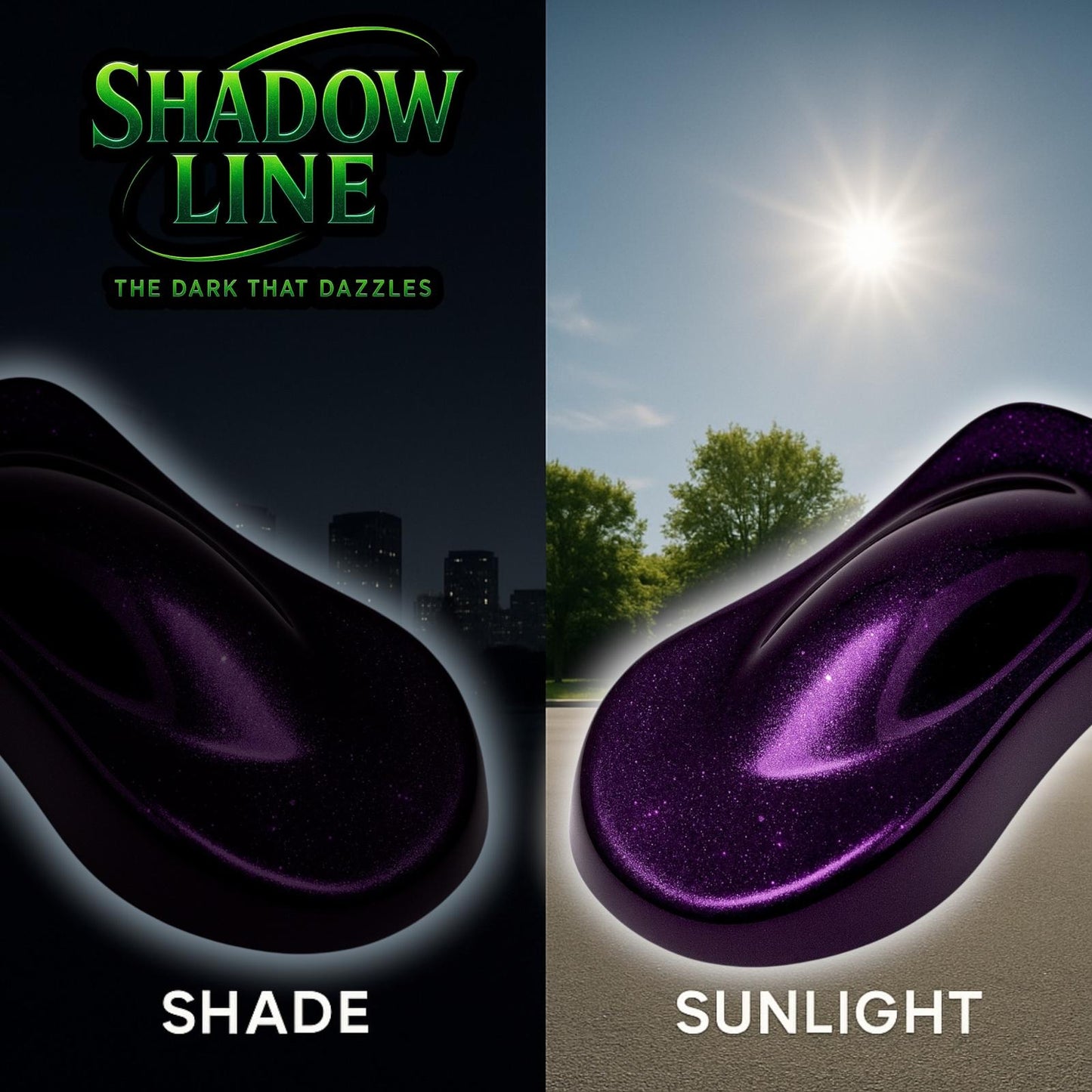 LiME LiNE Shadow LiNE Automotive Basecoat - Changes with Light - Black in the Shadows, Dazzling Metallic Under Light - 2K Clearcoat Topcoat Required