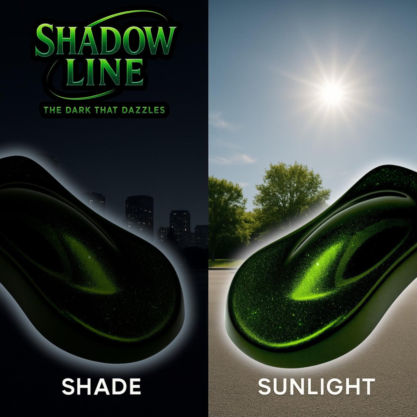 LiME LiNE Shadow LiNE Automotive Basecoat - Changes with Light - Black in the Shadows, Dazzling Metallic Under Light - 2K Clearcoat Topcoat Required