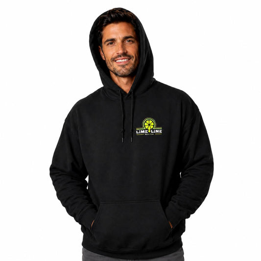 Lime Line Flame Hoodie – Extra Soft Heavy Blend Pullover Sweatshirt with Hot Rod Graphic - Available in 5 Sizes