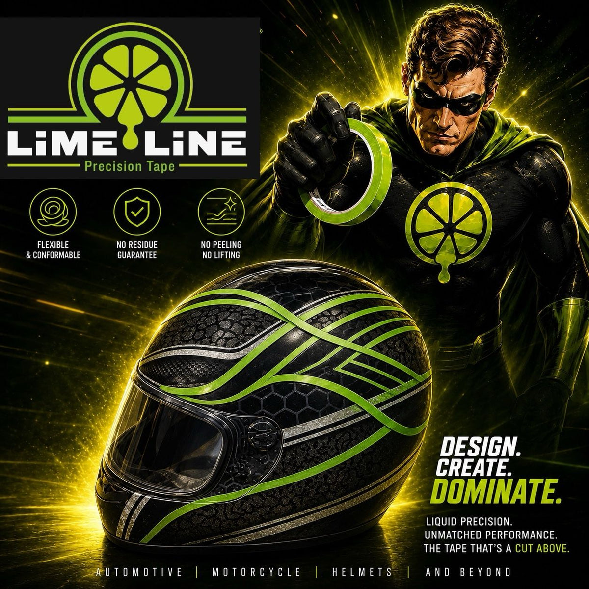Linme Line LiME LiNE Green Fineline Paper Masking Pinstriping Tape for Automotive ...