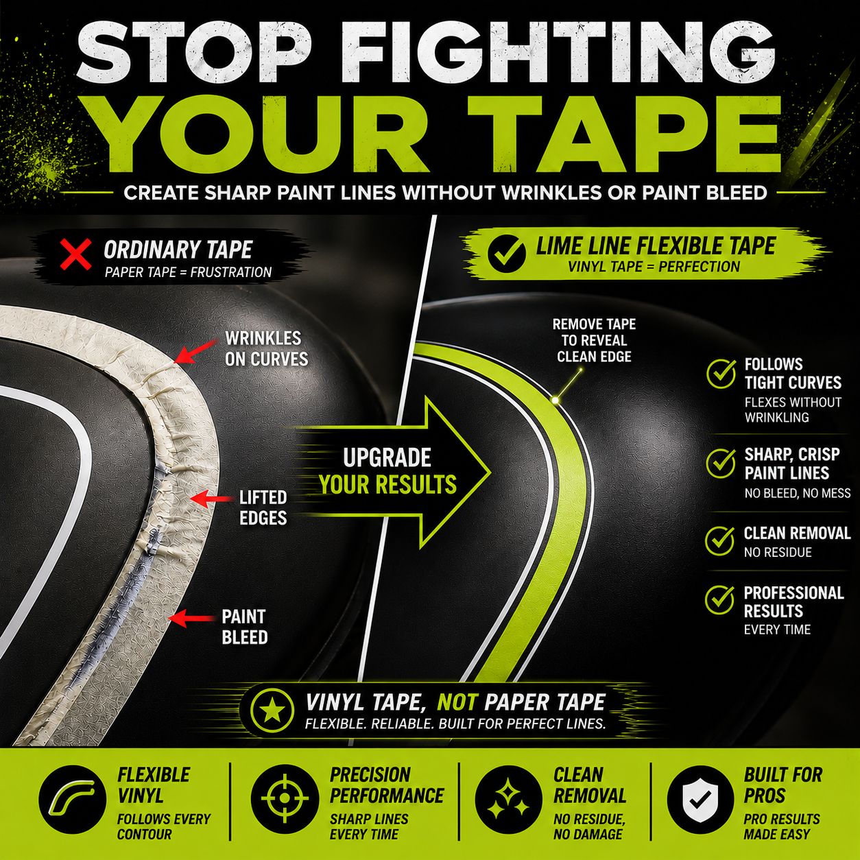 LiME LiNE 1/16” Precision Tape for Pinstriping Custom Designs