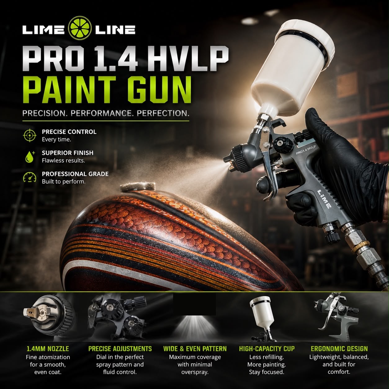 LiME LiNE Pro 1.4 hvlp Spray Gun – LiME LiNE Paint Supply