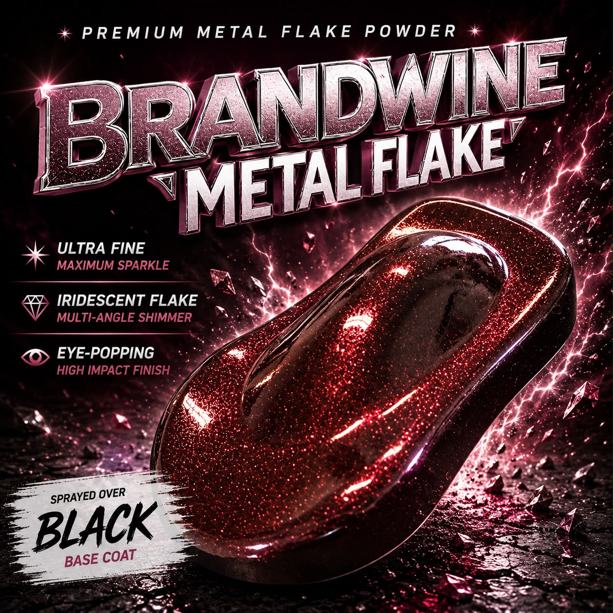 LiME LiNE Sprayable Metal Flake Paint Additive: Solvent Resistant Glitter for Automotive Custom Painting
