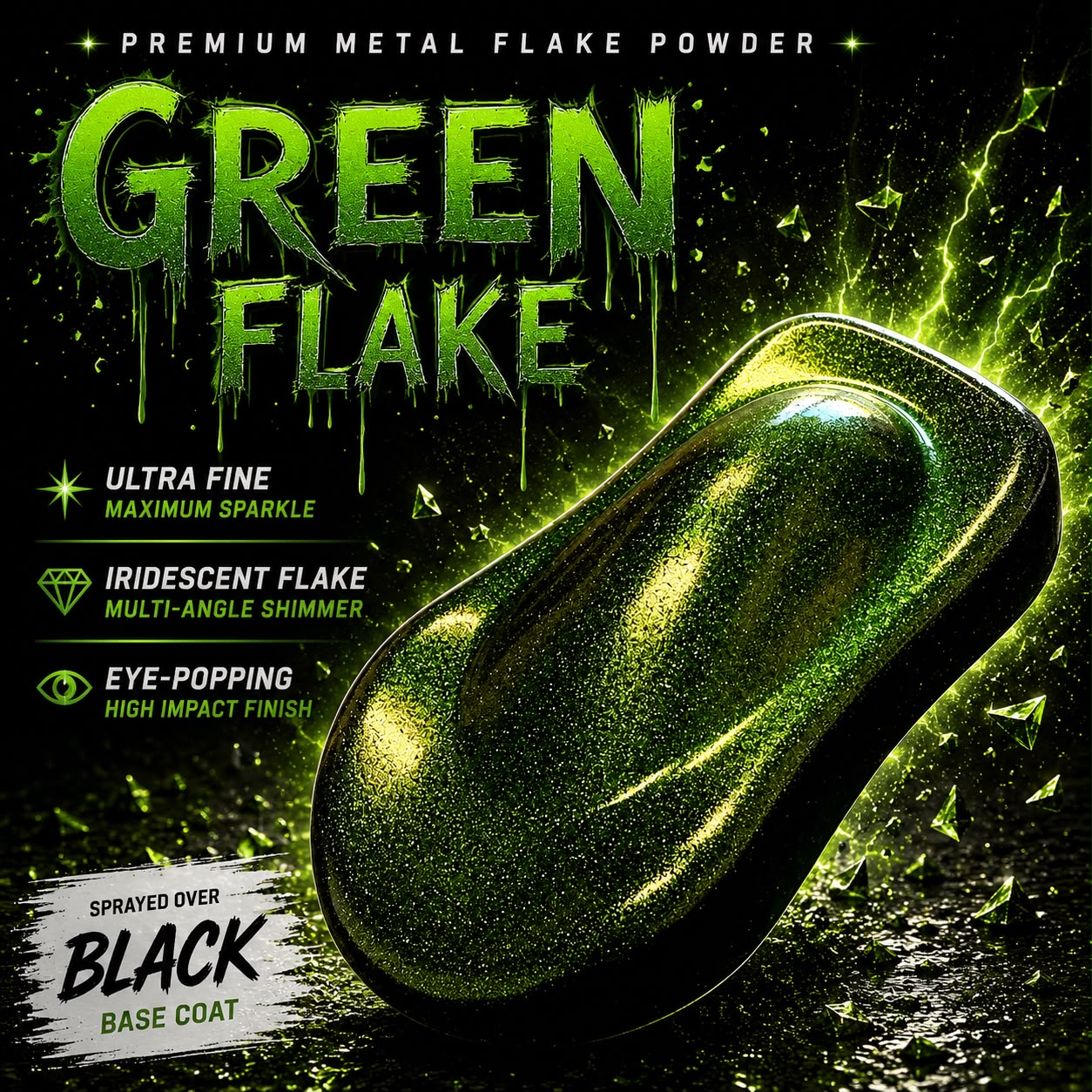 LiME LiNE Sprayable Metal Flake Paint Additive: Solvent Resistant Glitter for Automotive Custom Painting