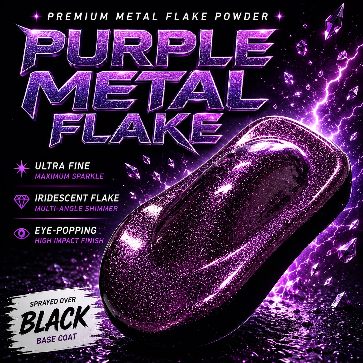 LiME LiNE Sprayable Metal Flake Paint Additive: Solvent Resistant Glitter for Automotive Custom Painting