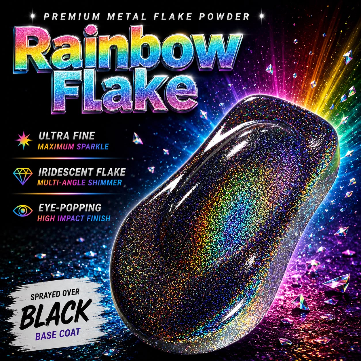 LiME LiNE Sprayable Metal Flake Paint Additive: Solvent Resistant Glitter for Automotive Custom Painting