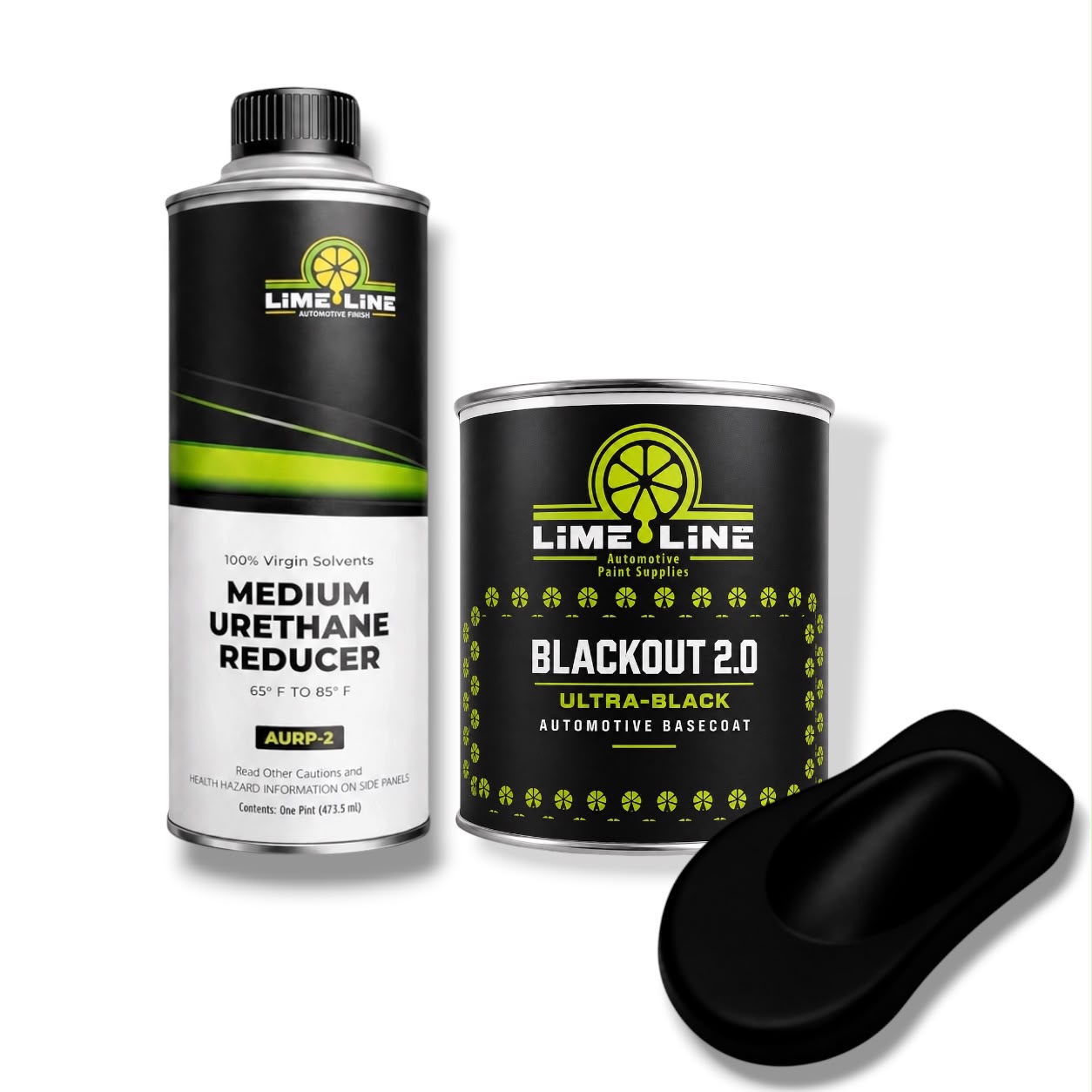 LiME LiNE Blackout 2.0 Automotive Basecoat + Urethane Reducer Kit -Professional Ultra Deep Black Car Paint