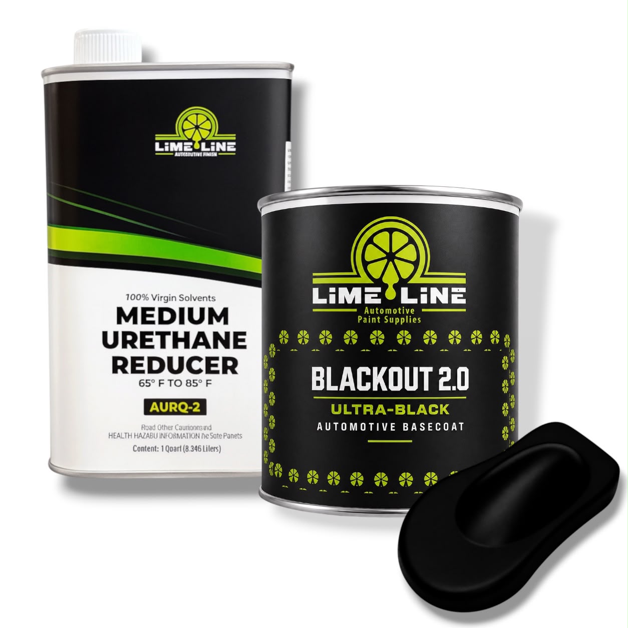 LiME LiNE Blackout 2.0 Automotive Basecoat + Urethane Reducer Kit -Professional Ultra Deep Black Car Paint