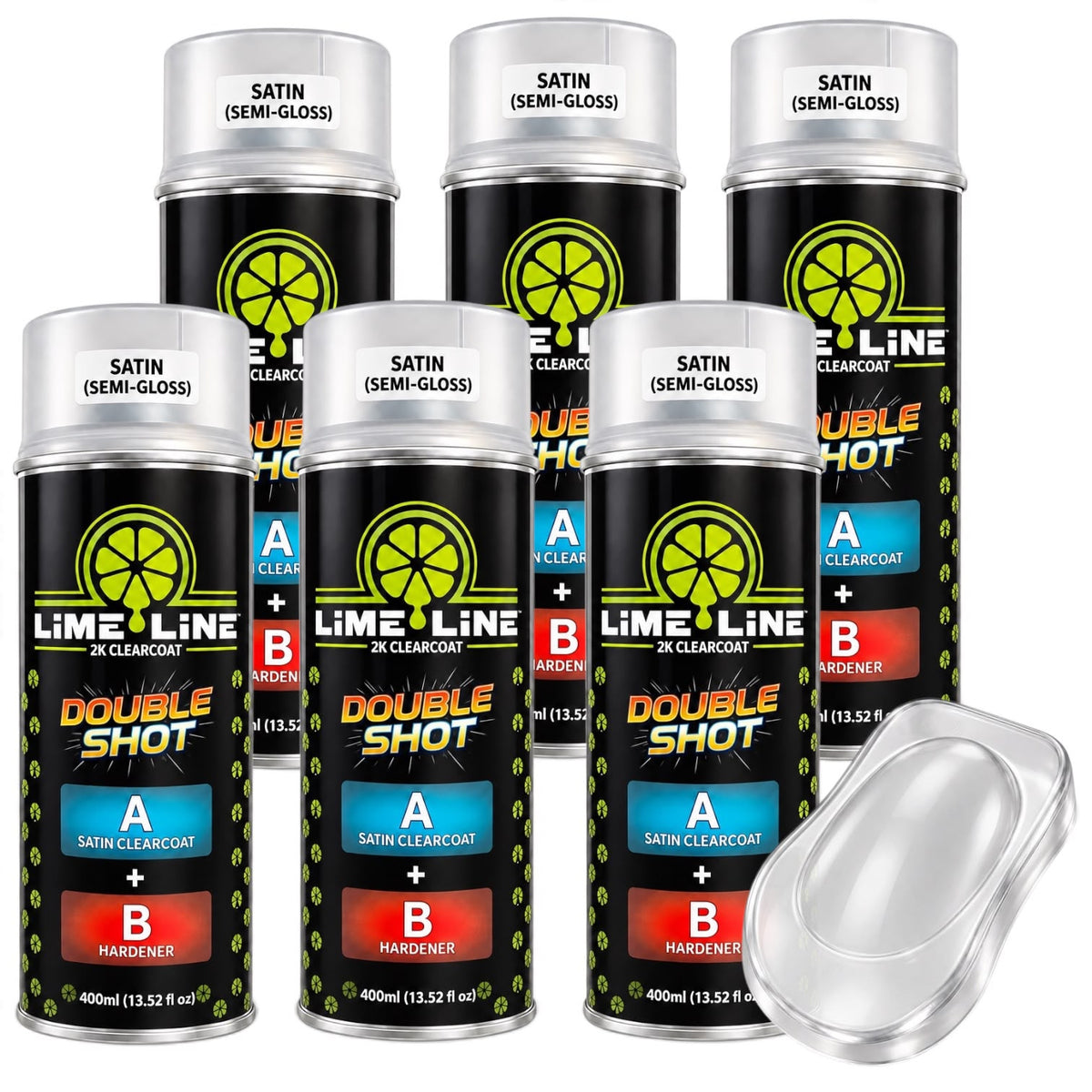 LiME LiNE Double Shot Automotive 2K Semi-Gloss Clearcoat Aerosol - Professional Satin Finish Spray Paint for Auto Body & Custom Paint