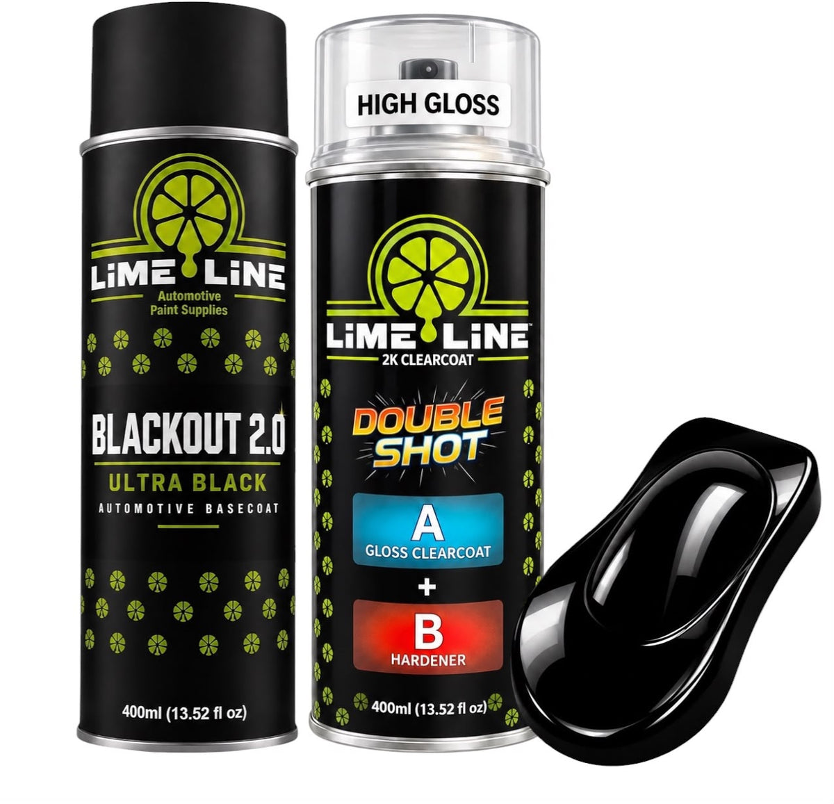 LiME LiNE Blackout 2.0 Automotive Basecoat Aerosol Kit - Professional Ultra Deep Black Car Spray Paint