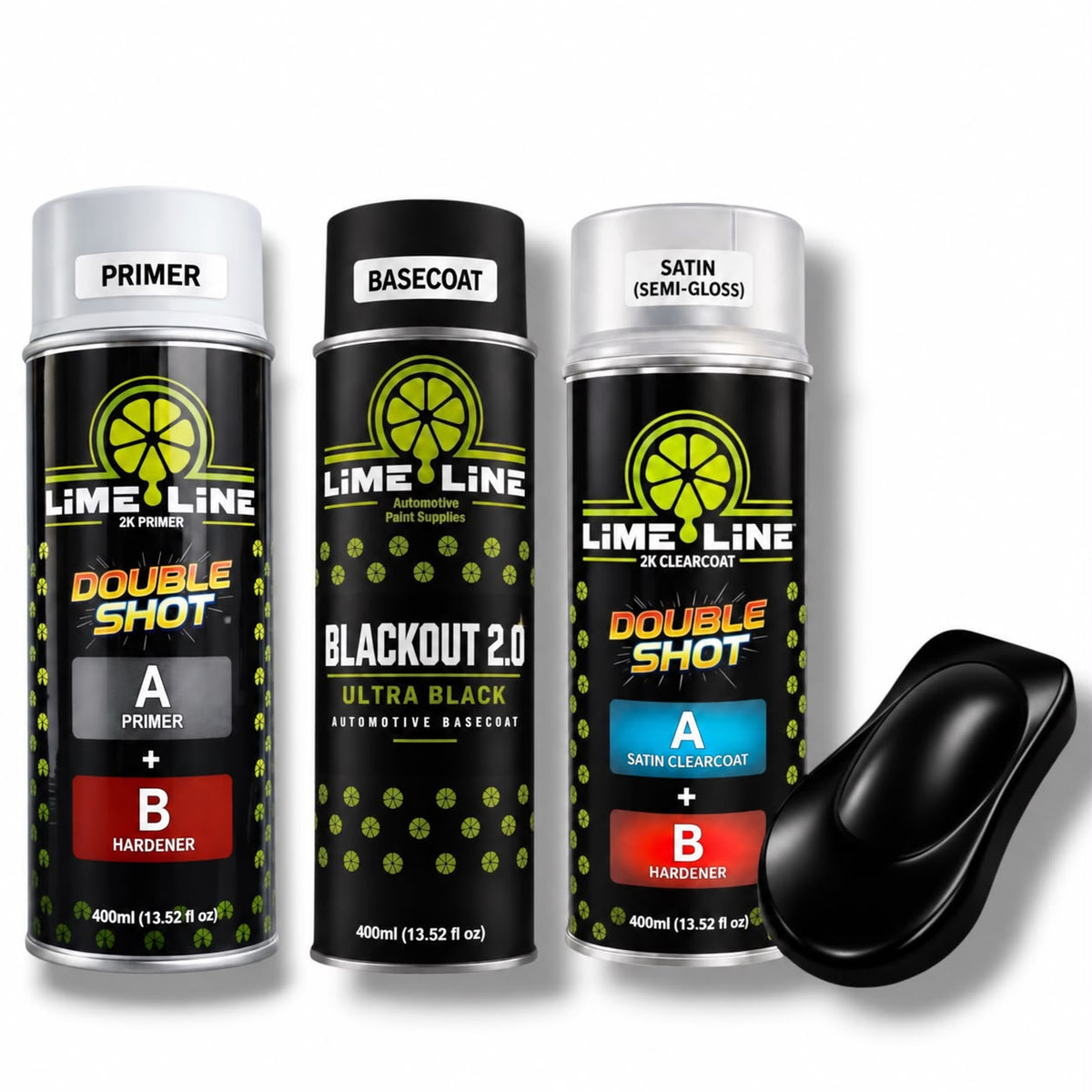LiME LiNE Blackout 2.0 Automotive Basecoat Aerosol Kit - Professional Ultra Deep Black Car Spray Paint