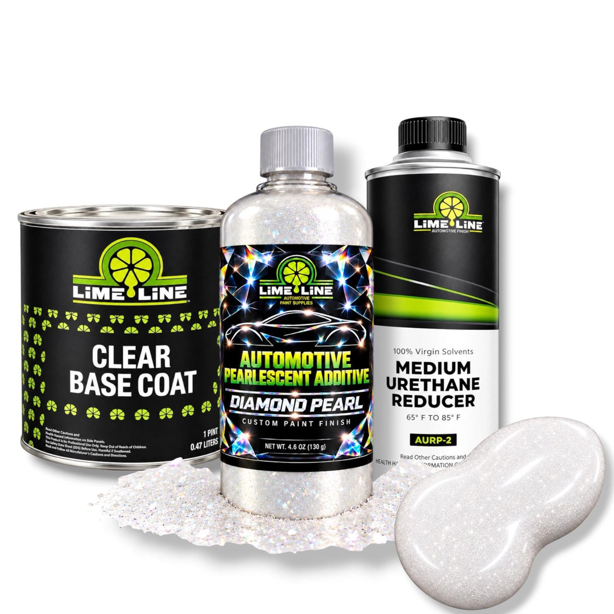 LiME LiNE Diamond Pearl Automotive Pearlescent Powder Additive + Clear Basecoat Pint Kit