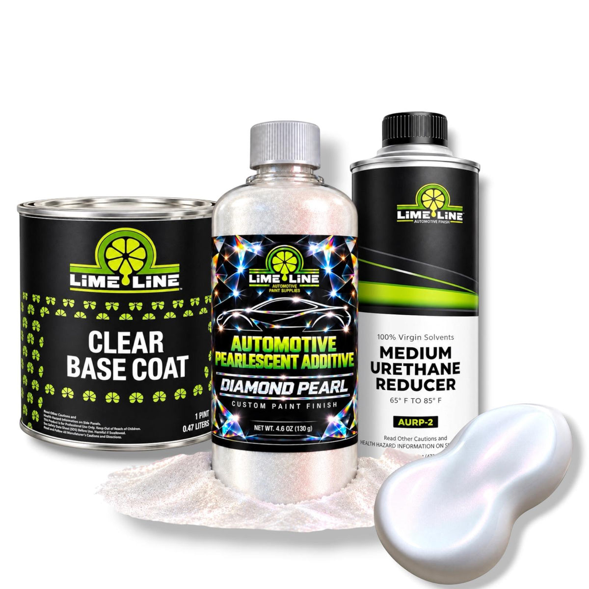 LiME LiNE Diamond Pearl Automotive Pearlescent Powder Additive + Clear Basecoat Pint Kit