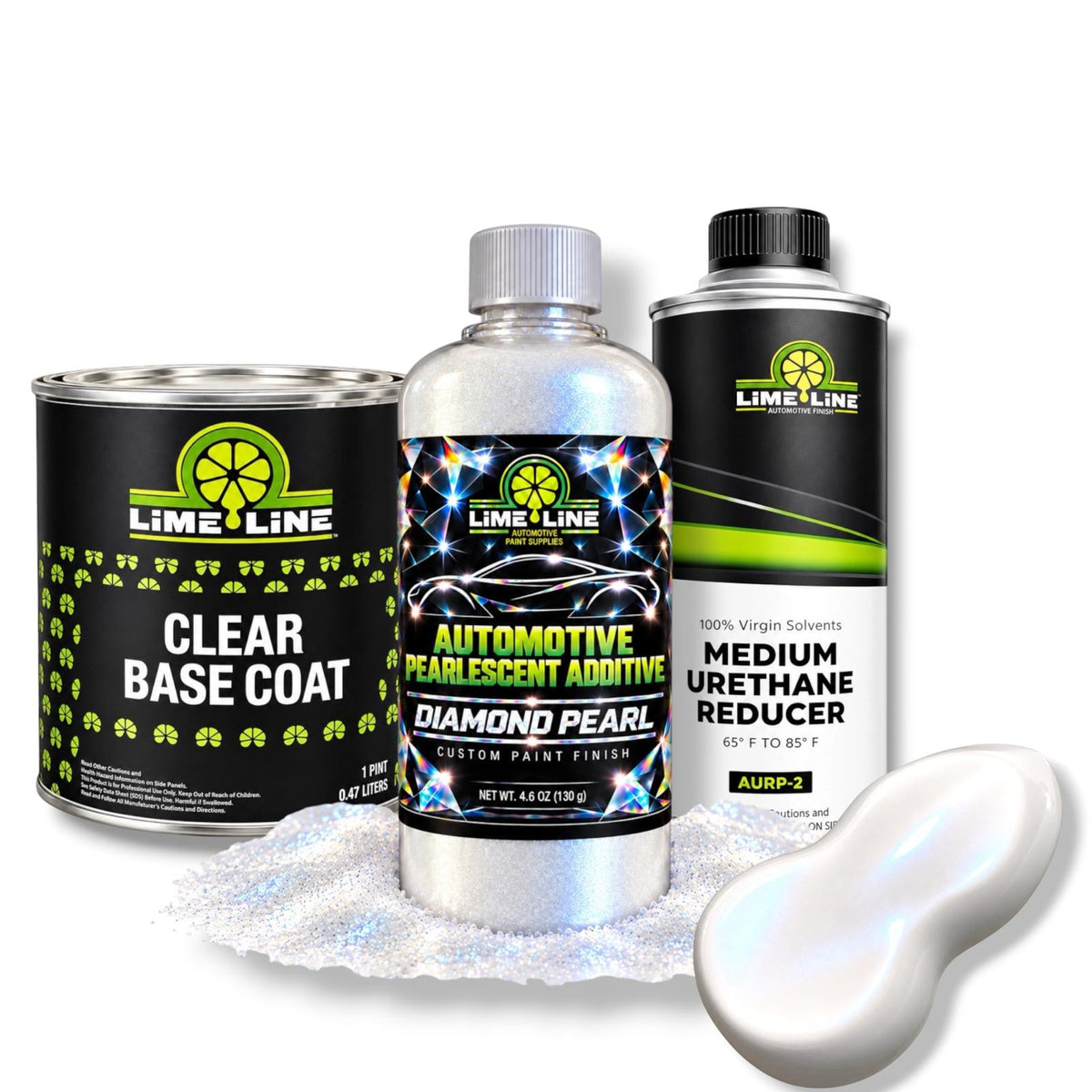 LiME LiNE Diamond Pearl Automotive Pearlescent Powder Additive + Clear Basecoat Pint Kit