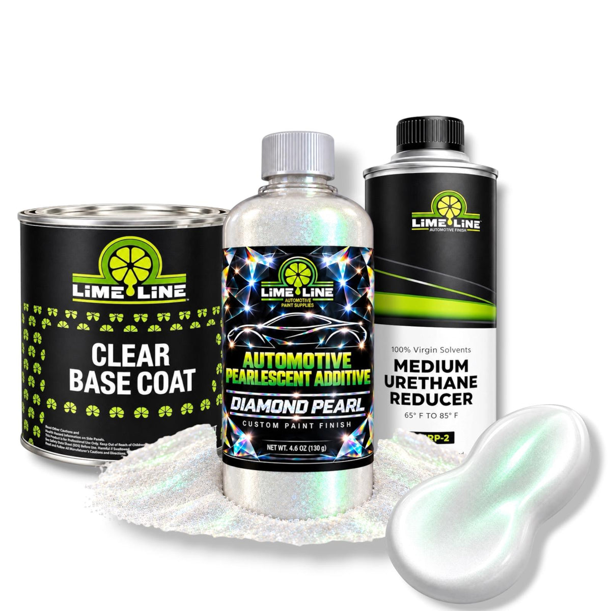 LiME LiNE Diamond Pearl Automotive Pearlescent Powder Additive + Clear Basecoat Pint Kit