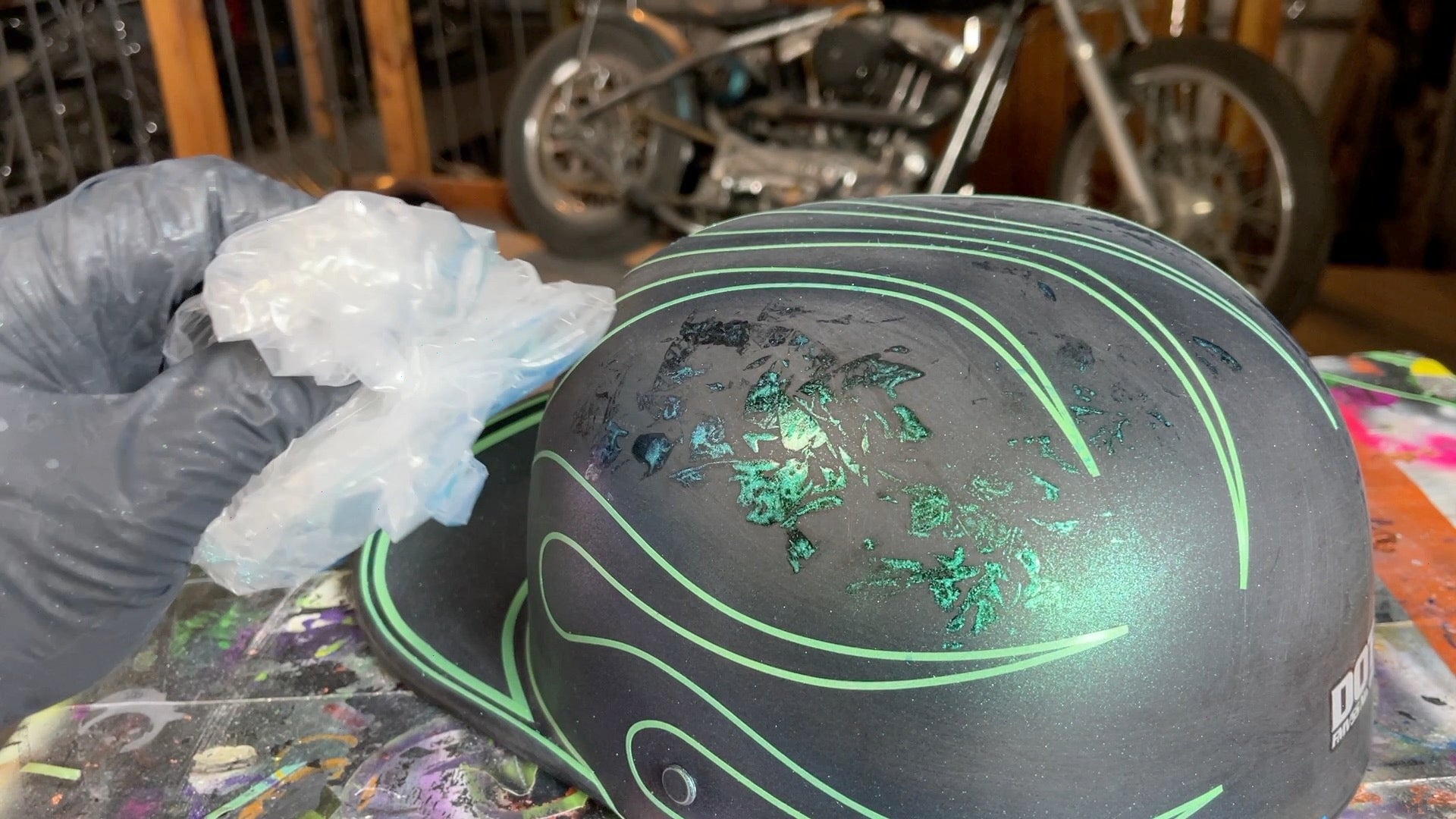 customizing a motorcycle helmet LiME LiNE Paintible Cap style helmet with 1/16" customizing tape – LiME LiNE Paint Supply